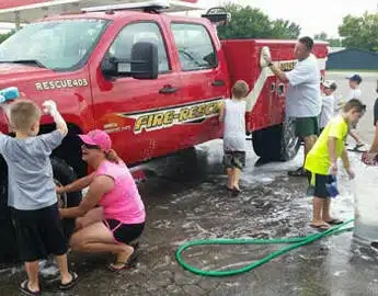 Jones Fire Department Washing Trucks